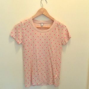 Pink polka dot J.Crew tee.